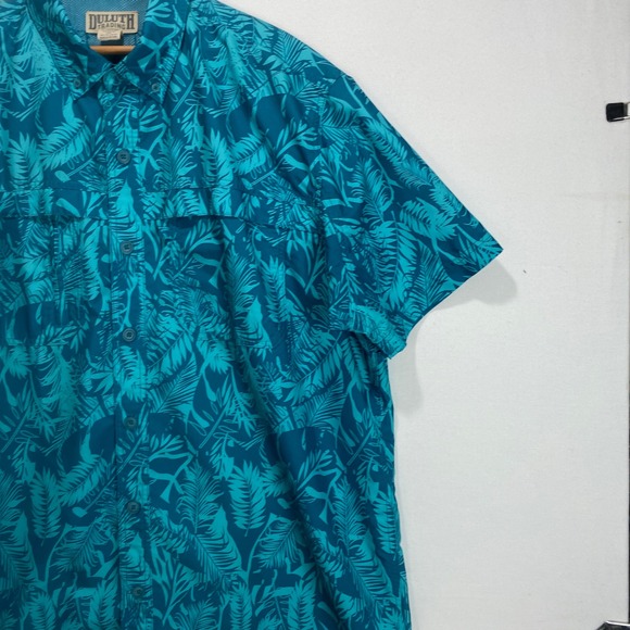 Duluth Trading Co Mens Short Sleeve Tropical Leaf Print Button Up Shirt XL - Picture 5 of 9